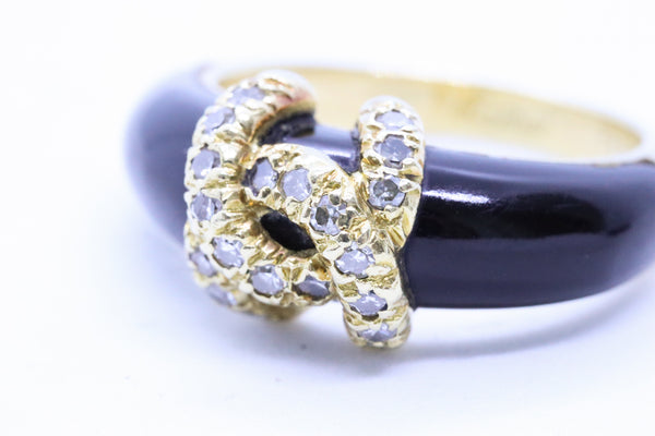 CARTIER PARIS 18 KT GOLD DOUBLE C DIAMONDS & ONYX VINTAGE DECO RING