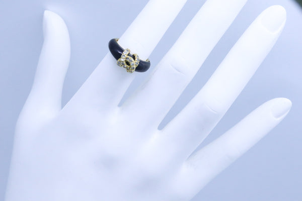 CARTIER PARIS 18 KT GOLD DOUBLE C DIAMONDS & ONYX VINTAGE DECO RING