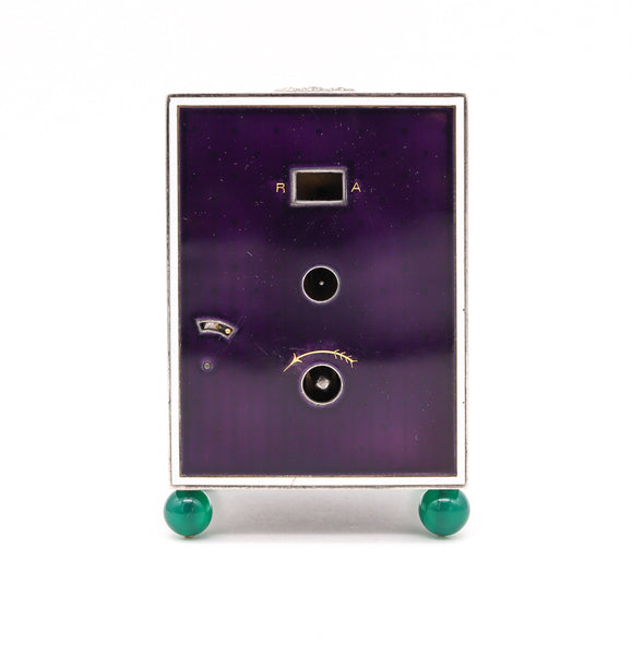 Cartier Paris London 1905 Belle Epoque Enamel Desk clock In 18kt Gold Platinum Silver With Gems