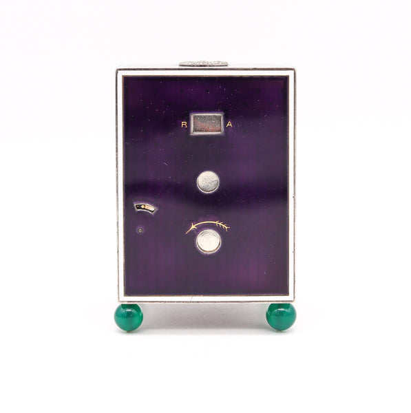 Cartier Paris London 1905 Belle Epoque Enamel Desk clock In 18kt Gold Platinum Silver With Gems