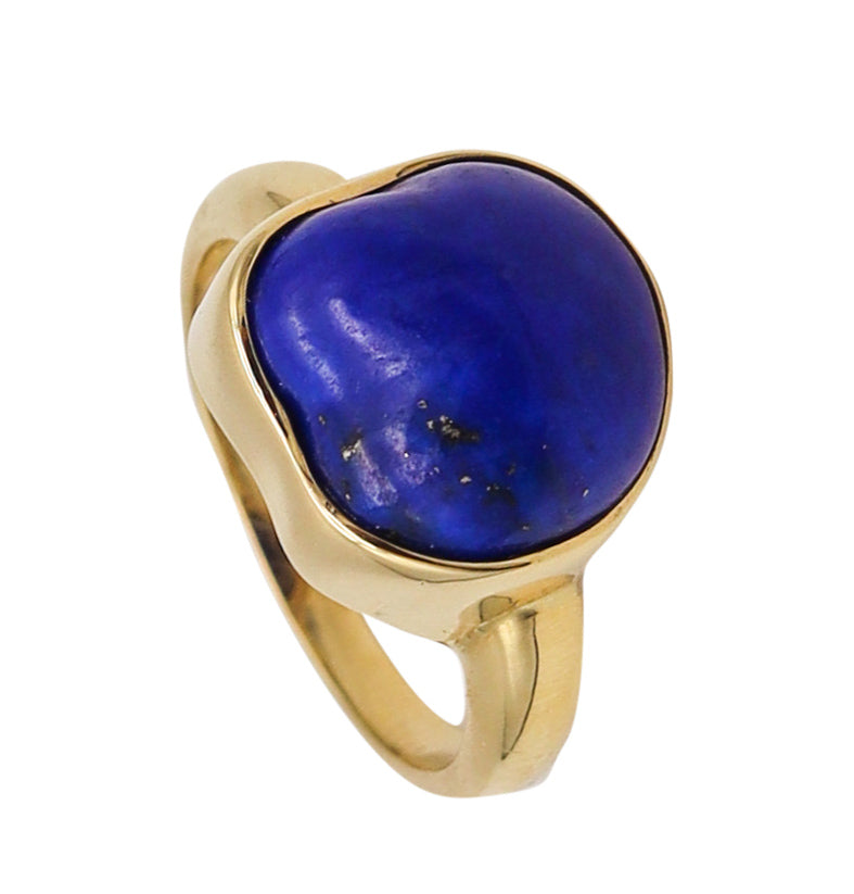 Tiffany 1980 Elsa Peretti Free Form Ring In 18Kt Gold With Carved Lapis