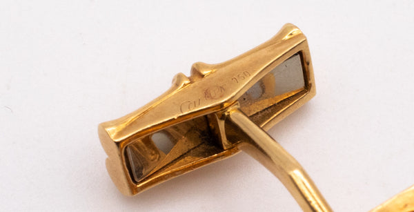 CARTIER PARIS 18 KT YELLOW GOLD ELEPHANTS CUFFLINKS WITH GEMSTONES