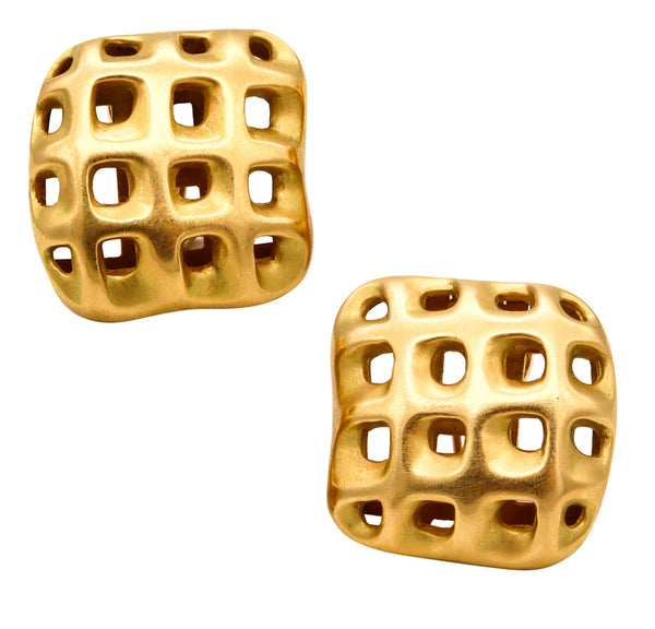 Angela Cummings 1987 New York Studios Perforations Earrings In Solid 18Kt Yellow Gold