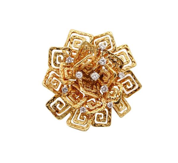 -Hammerman Brothers 1960 Geometric Cocktail Ring In 18Kt Gold With VS Diamonds