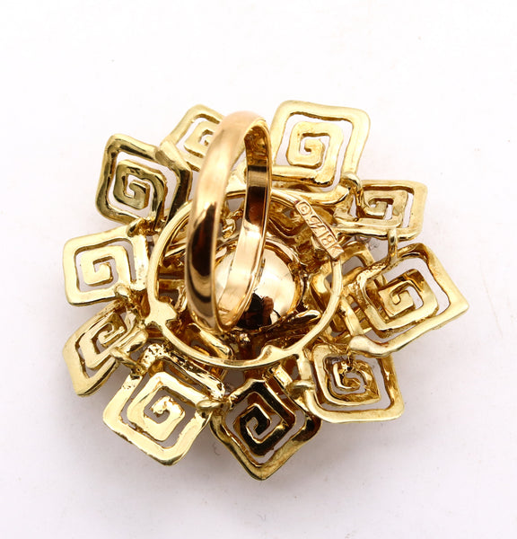 -Hammerman Brothers 1960 Geometric Cocktail Ring In 18Kt Gold With VS Diamonds