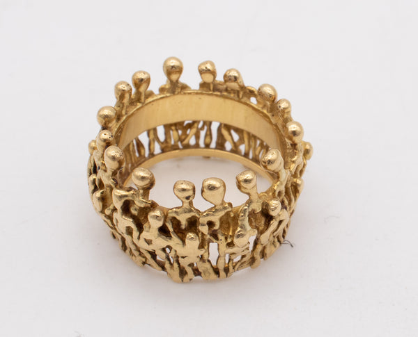 STUART DEVLIN 1972 LONDON RARE 18 KT YELLOW GOLD "THE PEOPLES" RING BAND