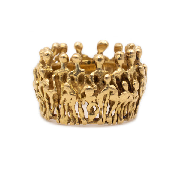 STUART DEVLIN 1972 LONDON RARE 18 KT YELLOW GOLD "THE PEOPLES" RING BAND