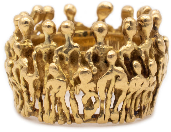 STUART DEVLIN 1972 LONDON RARE 18 KT YELLOW GOLD "THE PEOPLES" RING BAND