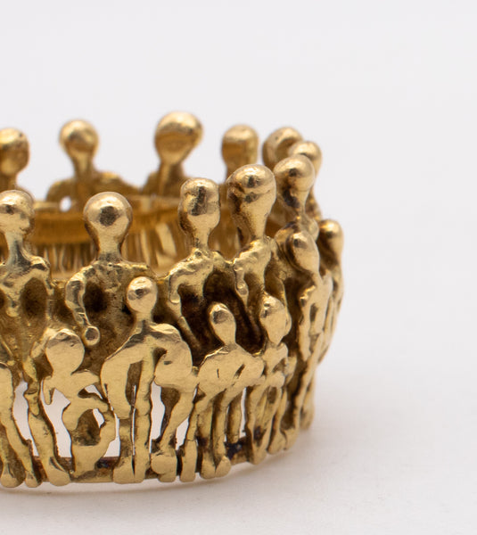 STUART DEVLIN 1972 LONDON RARE 18 KT YELLOW GOLD "THE PEOPLES" RING BAND