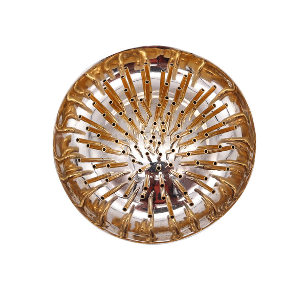 Pol Bury Belgium 1968-2002 Rare Sculptural Kinetic Tremblant Spikes Pendant Brooch In 18Kt Gold