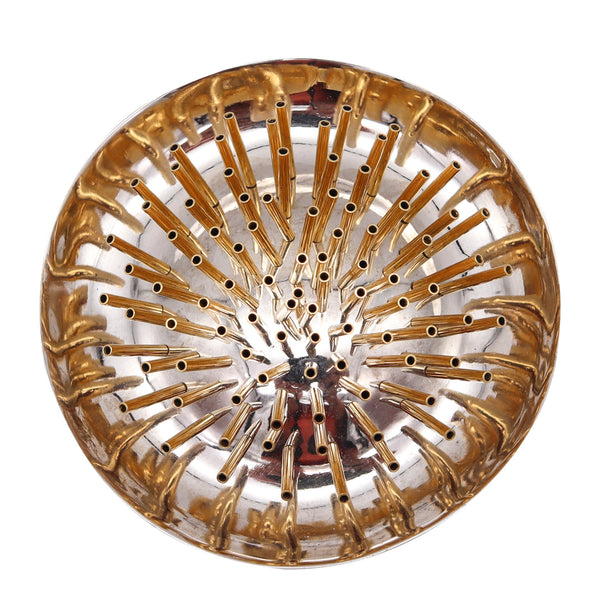 Pol Bury Belgium 1968-2002 Rare Sculptural Kinetic Tremblant Spikes Pendant Brooch In 18Kt Gold