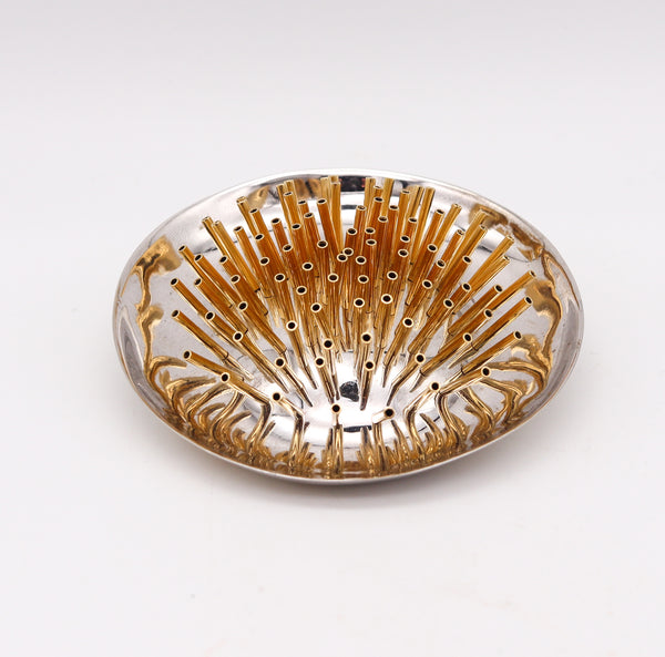 Pol Bury Belgium 1968-2002 Rare Sculptural Kinetic Tremblant Spikes Pendant Brooch In 18Kt Gold