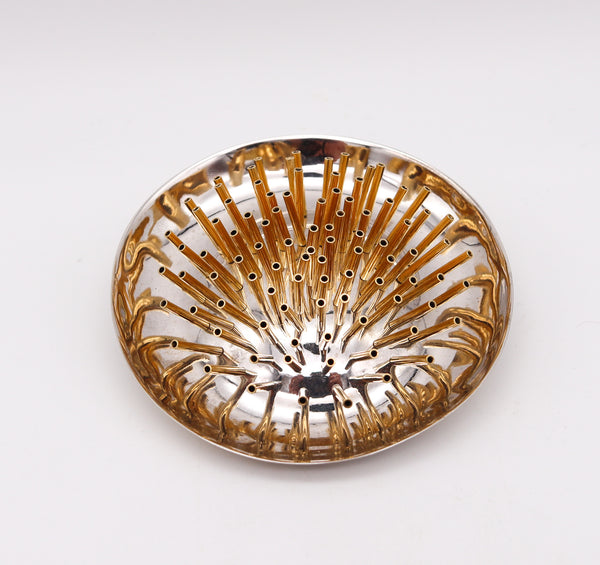 Pol Bury Belgium 1968-2002 Rare Sculptural Kinetic Tremblant Spikes Pendant Brooch In 18Kt Gold