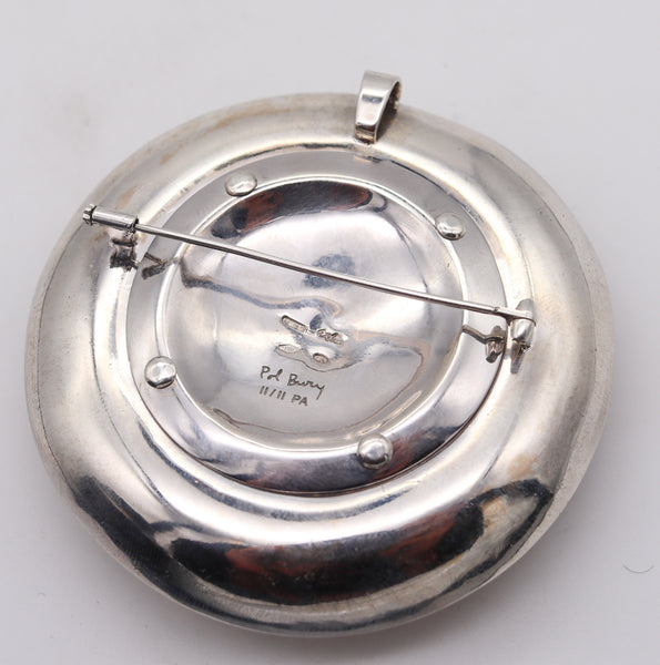 Pol Bury Belgium 1968-2002 Rare Sculptural Kinetic Tremblant Spikes Pendant Brooch In 18Kt Gold