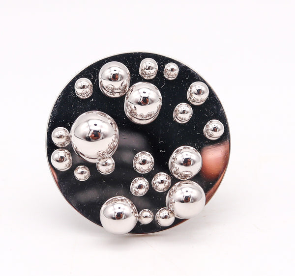 Pol Bury Belgium 1968 2002 Rare Sculptural Kinetic Spheres Ring In 18Kt White Gold