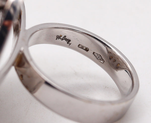 Pol Bury Belgium 1968 2002 Rare Sculptural Kinetic Spheres Ring In 18Kt White Gold