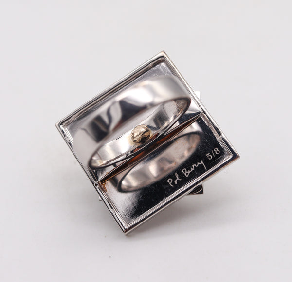 Pol Bury Belgium 1968-2002 Rare Sculptural Kinetic Platforms Ring In 18Kt White Gold