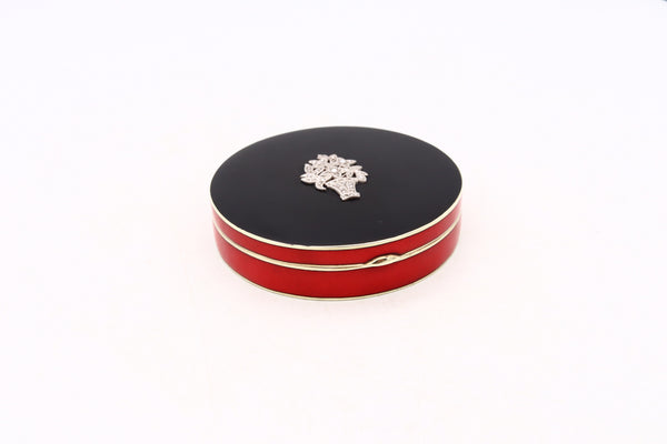*Tiffany & Co 1930 Enameled Art deco compact box in 14 kt gold & Platinum with diamonds