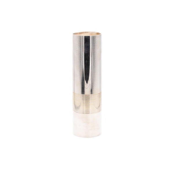 Lino Sabattini For Fiat Italia 1970 Geometric Cylinder Tall Vase In Sterling Silver