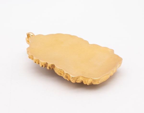 SHIVA DANCING GOD 18 KT YELLOW GOLD ANTIQUE TEMPLE PENDANT WITH NECKLACE