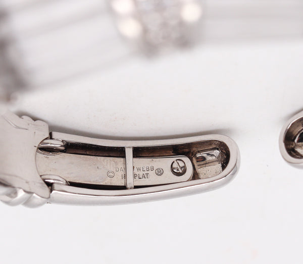 DAVID WEBB New York 1970 Bombe Rock Quartz Bracelet Cuff In Platinum With 5.28 Cts Diamonds