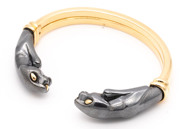 CARTIER PARIS 18 KT GOLD & SILVERIUM VINTAGE PANTHERE BRACELET