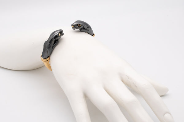 CARTIER PARIS 18 KT GOLD & SILVERIUM VINTAGE PANTHERE BRACELET