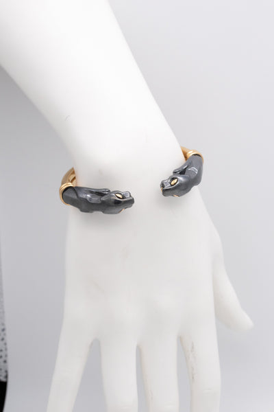CARTIER PARIS 18 KT GOLD & SILVERIUM VINTAGE PANTHERE BRACELET