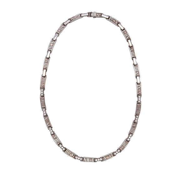 *Tiffany & Co. Atlas Roman numerals necklace in solid 18 kt white gold with 1.50 Cts in VS diamonds