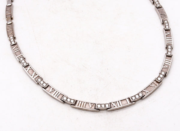 *Tiffany & Co. Atlas Roman numerals necklace in solid 18 kt white gold with 1.50 Cts in VS diamonds