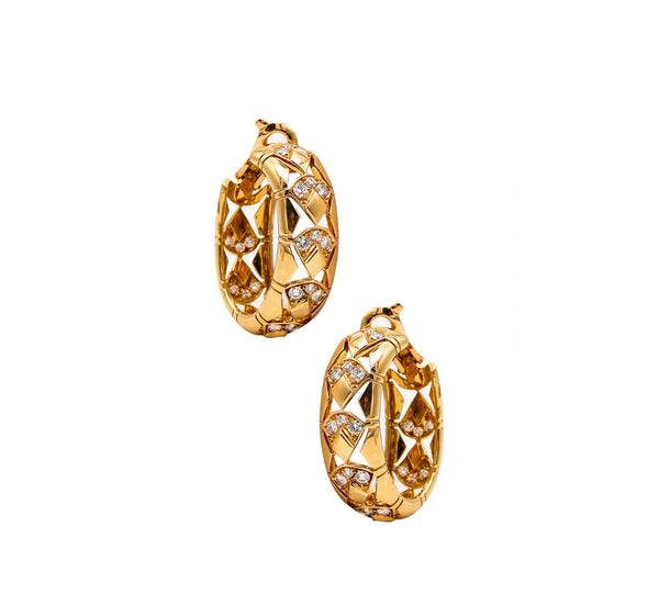 Cartier Paris Oval Hoops Earrings In 18Kt Yellow Gold With 2.84 Cts VVS Diamonds