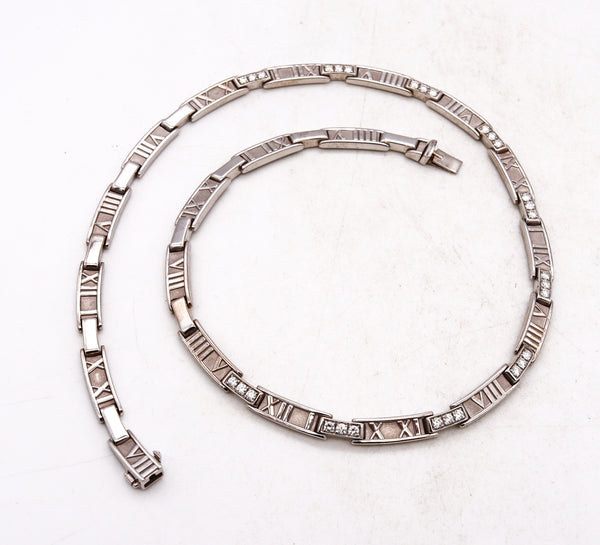 *Tiffany & Co. Atlas Roman numerals necklace in solid 18 kt white gold with 1.50 Cts in VS diamonds