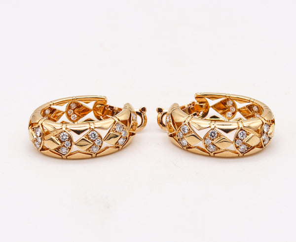 Cartier Paris Oval Hoops Earrings In 18Kt Yellow Gold With 2.84 Cts VVS Diamonds