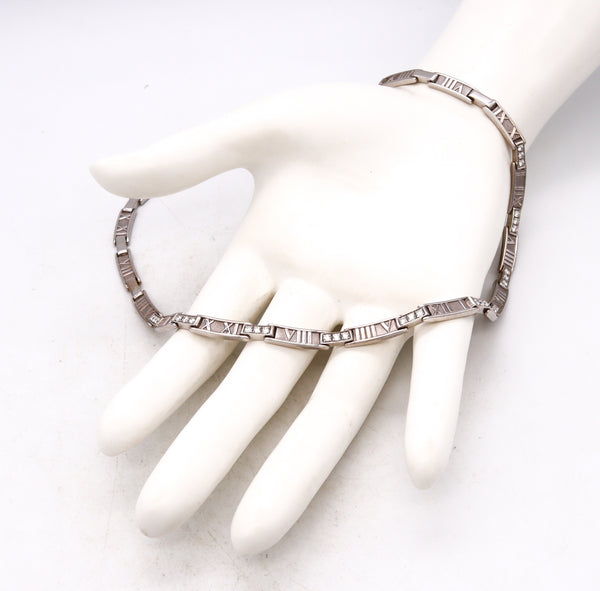 *Tiffany & Co. Atlas Roman numerals necklace in solid 18 kt white gold with 1.50 Cts in VS diamonds