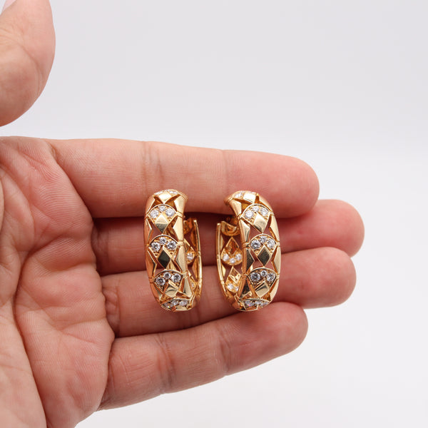 Cartier Paris Oval Hoops Earrings In 18Kt Yellow Gold With 2.84 Cts VVS Diamonds