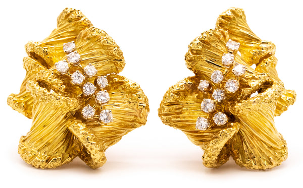 CARTIER PARIS 18 KT GOLD RETRO EARRINGS WITH 1.0 Cts IN DIAMONDS