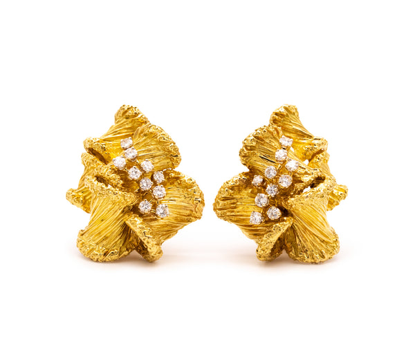 CARTIER PARIS 18 KT GOLD RETRO EARRINGS WITH 1.0 Cts IN DIAMONDS