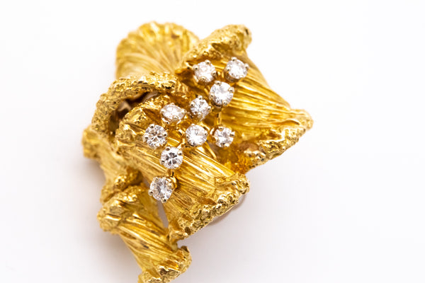CARTIER PARIS 18 KT GOLD RETRO EARRINGS WITH 1.0 Cts IN DIAMONDS