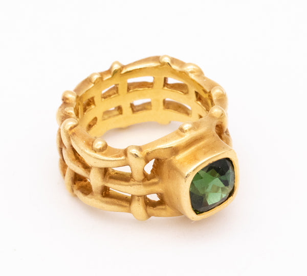 Angela Cummings Studios Rare Cocktail Ring In 18Kt Yellow Gold With 2.13 Cts Green Tourmaline