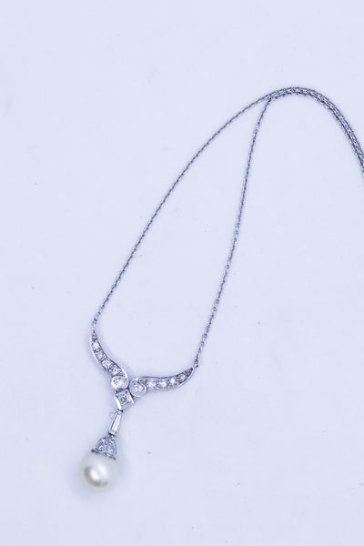ART DECO WHITE GOLD DIAMONDS NECKLACE