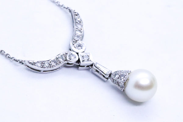 ART DECO WHITE GOLD DIAMONDS NECKLACE