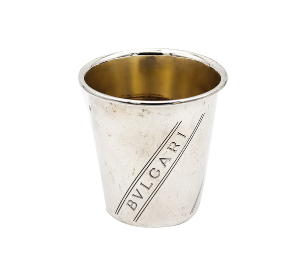 -Bvlgari Roma 1970 Modernist Shot Cup Tumbler In Solid .925 Sterling Silver