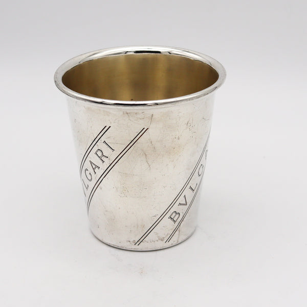 -Bvlgari Roma 1970 Modernist Shot Cup Tumbler In Solid .925 Sterling Silver