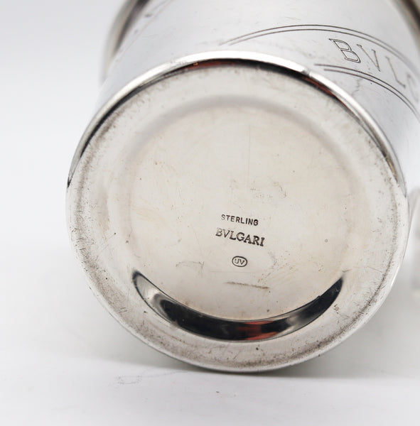 -Bvlgari Roma 1970 Modernist Shot Cup Tumbler In Solid .925 Sterling Silver