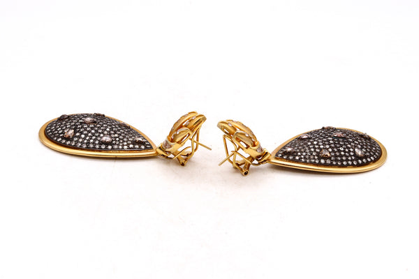 Italian Convertible Day And Night Cluster Drop Earrings In 18Kt Gold With 15.12 Cts Diamonds