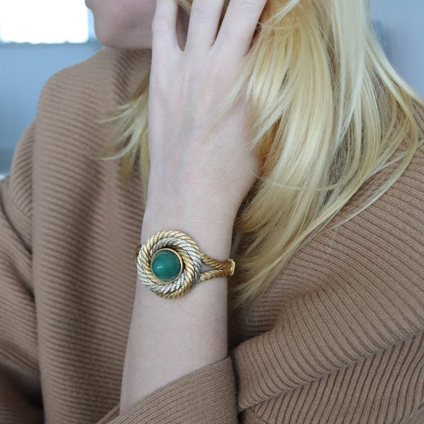 CARLO WEINGRILL 1960 Verona Twisted Bangle Bracelet In 18Kt Gold With Amazonite