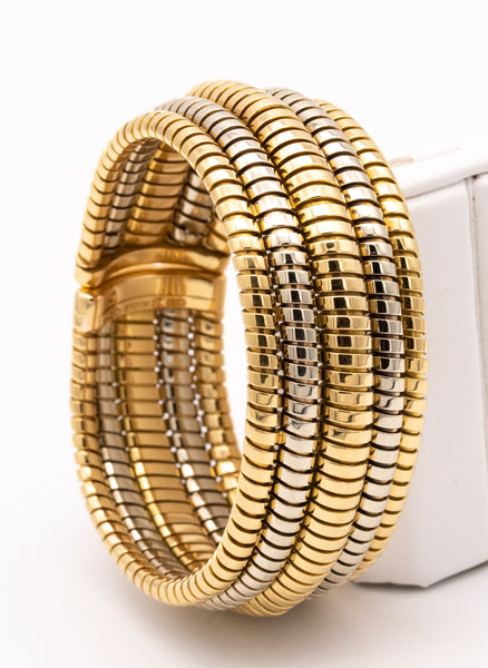 BVLGARI ROMA 18 KT DUAL TUBOGAS MASSIVE BANGLE BRACELET