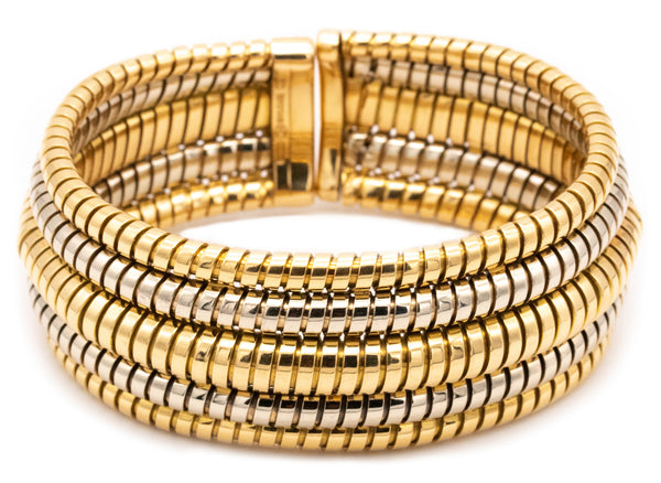 BVLGARI ROMA 18 KT DUAL TUBOGAS MASSIVE BANGLE BRACELET