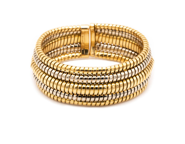 BVLGARI ROMA 18 KT DUAL TUBOGAS MASSIVE BANGLE BRACELET