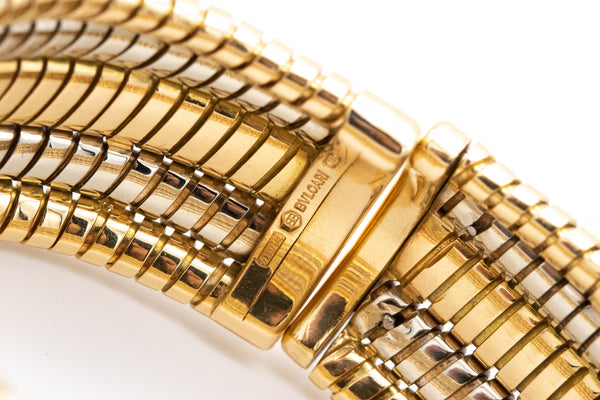 BVLGARI ROMA 18 KT DUAL TUBOGAS MASSIVE BANGLE BRACELET